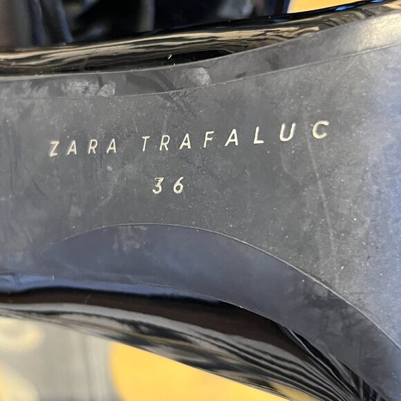 Zara Trafaluc black pointy toe lace ankle heel boots - Picture 7 of 10